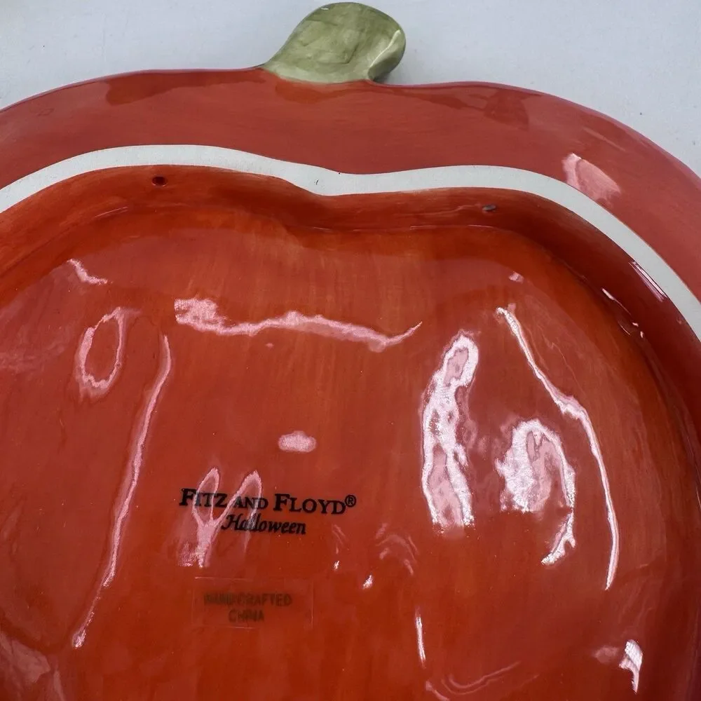 Fitz And Floyd Pumpkin Jack-O-Lantern Plate 2004 Vintage Fast Shipping W/ Box